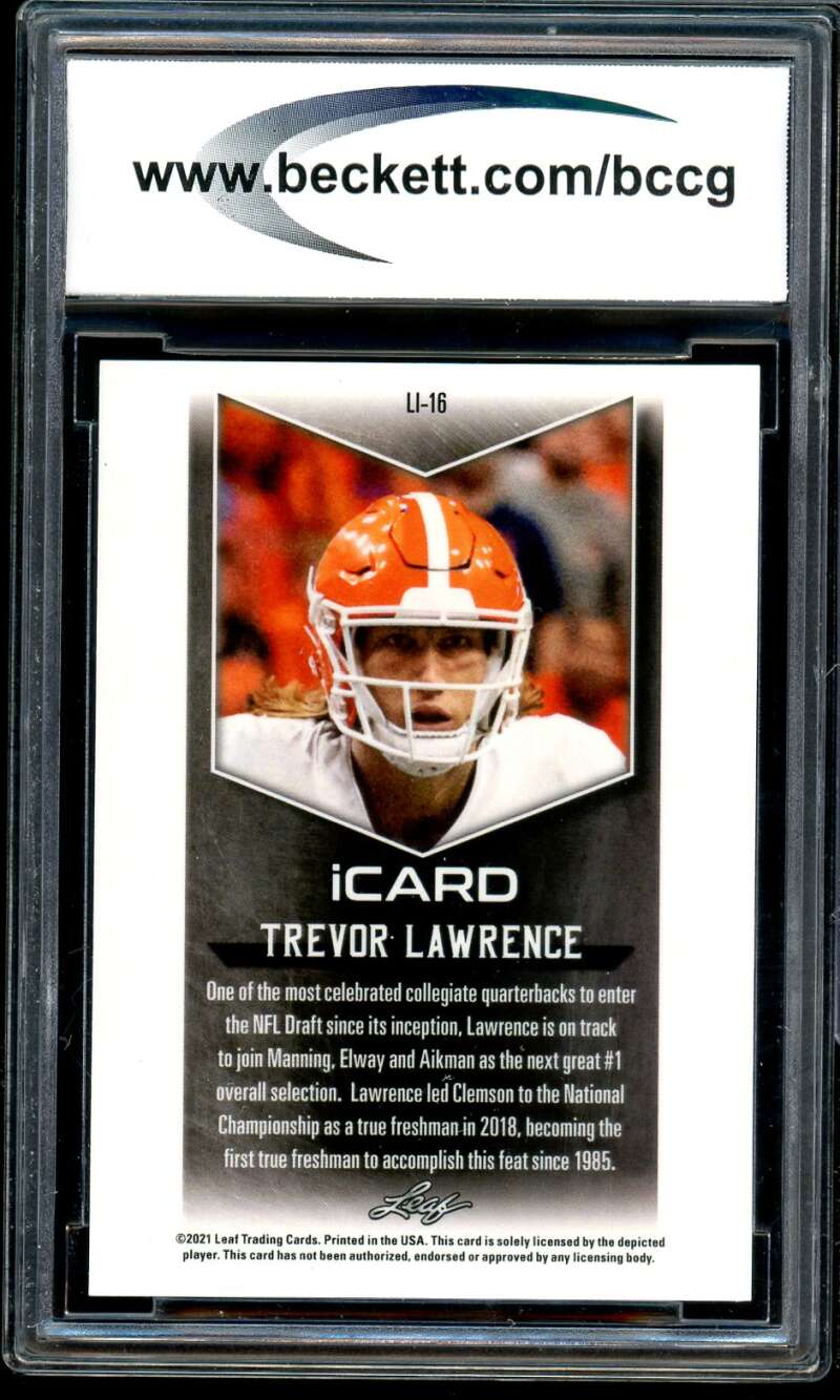 Trevor Lawrence Rookie Card 2021 Leaf Icard #Li16 BGS BCCG 10 Image 2