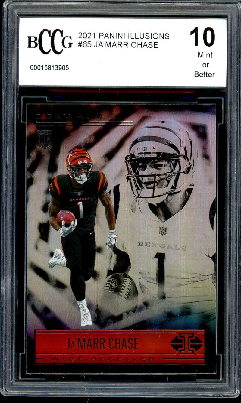 Ja'Marr Chase Rookie Card 2021 Panini Illusions #65 BGS BCCG 10 Image 1