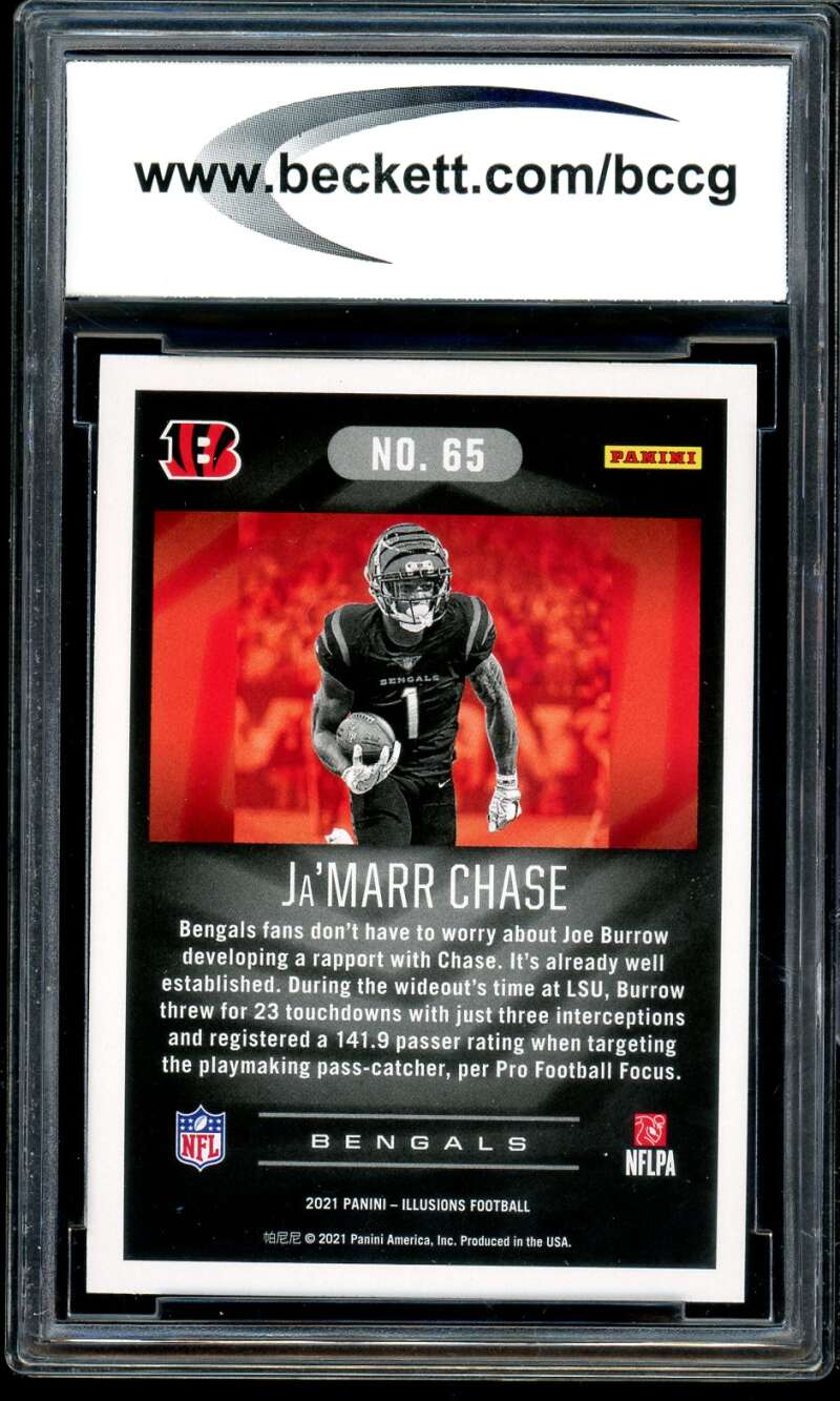 Ja'Marr Chase Rookie Card 2021 Panini Illusions #65 BGS BCCG 10 Image 2
