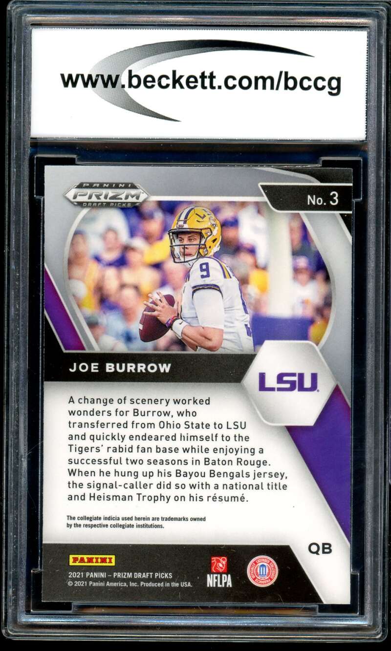 Joe Burrow Card 2021 Panini Prizm Draft Picks #3 BGS BCCG 9 Image 2