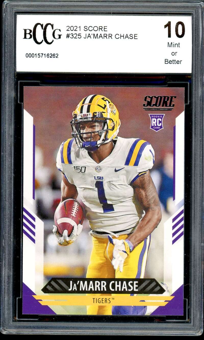 Ja'Marr Chase Rookie Card 2021 Score #325 BGS BCCG 10 Image 1
