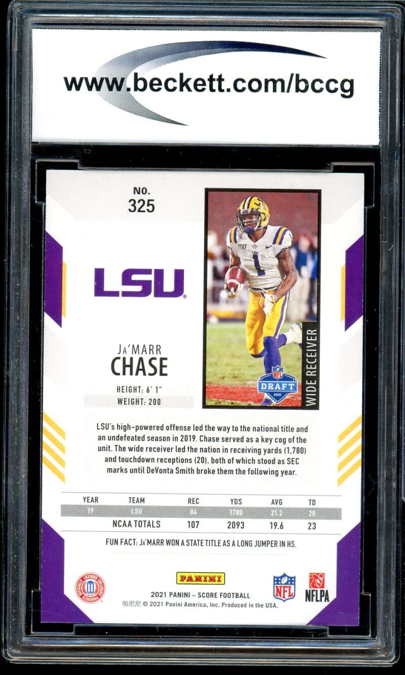 Ja'Marr Chase Rookie Card 2021 Score #325 BGS BCCG 10 Image 2