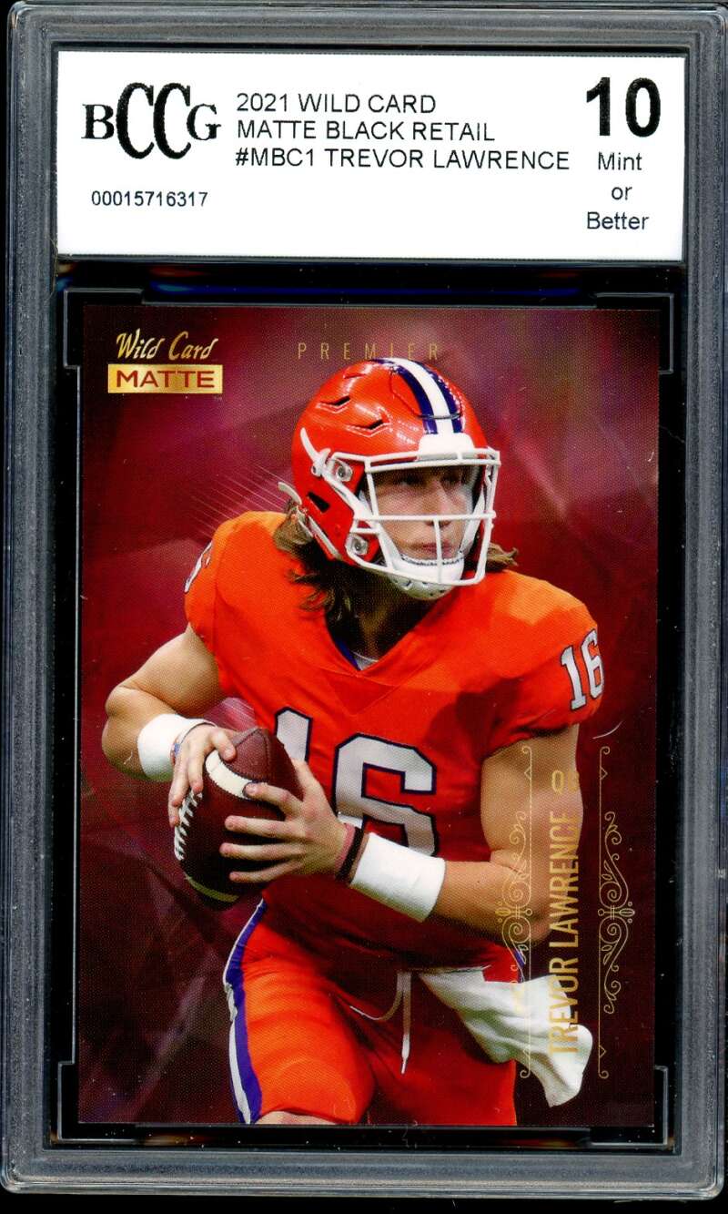 Trevor Lawrence Rookie Card 2021 Wild Card Matte Black Retail #MBC1 BGS BCCG 10 Image 1