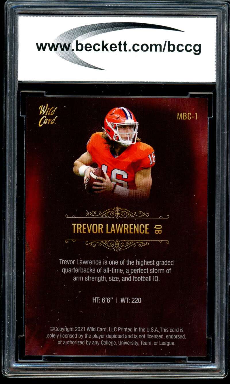 Trevor Lawrence Rookie Card 2021 Wild Card Matte Black Retail #MBC1 BGS BCCG 10 Image 2