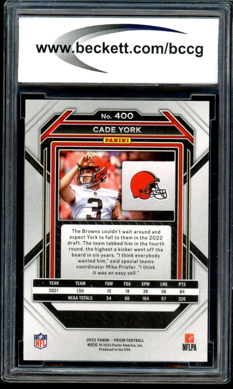 Cade York Rookie Card 2022 Prizm #400 BGS BCCG 10 Image 2