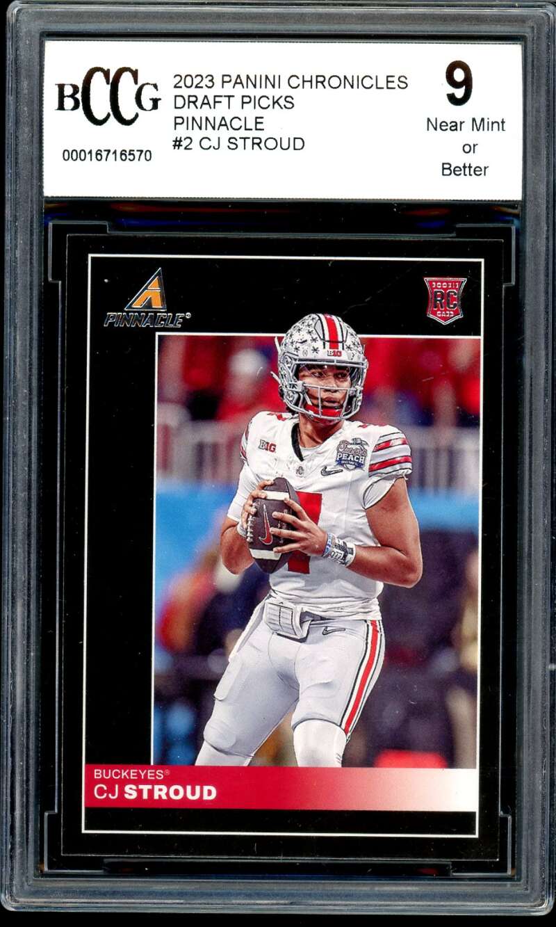 C.J. Stroud Rookie Card 2023 Chronicles DP Pinnacle #2 BGS BCCG 9 Image 1