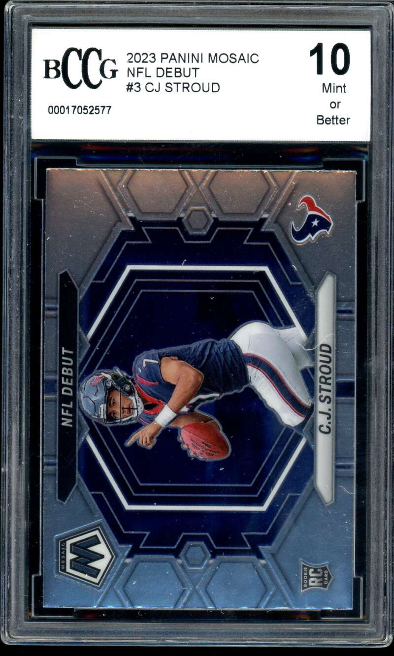 C.J. Stroud Rookie Card 2023 Panini Mosaic NFL Debut #3 BGS BCCG 10 Image 1