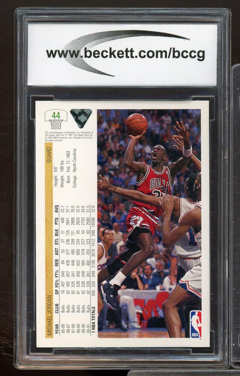 1991-92 Upper Deck #44 Michael Jordan Card BGS BCCG 10 Mint+ Image 2