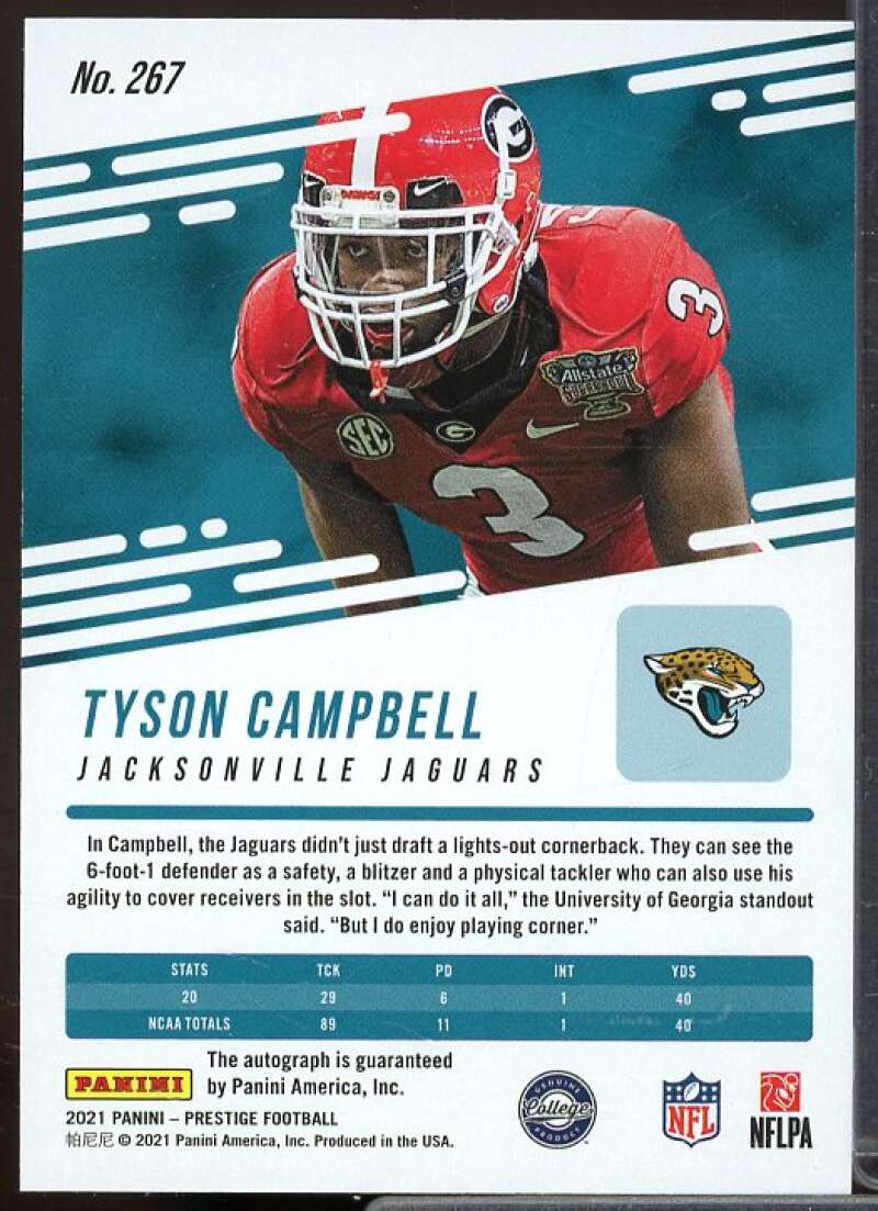 Tyson Campbell Rookie 2021 Prestige Xtra Points Signatures Premium Blue #267  Image 2