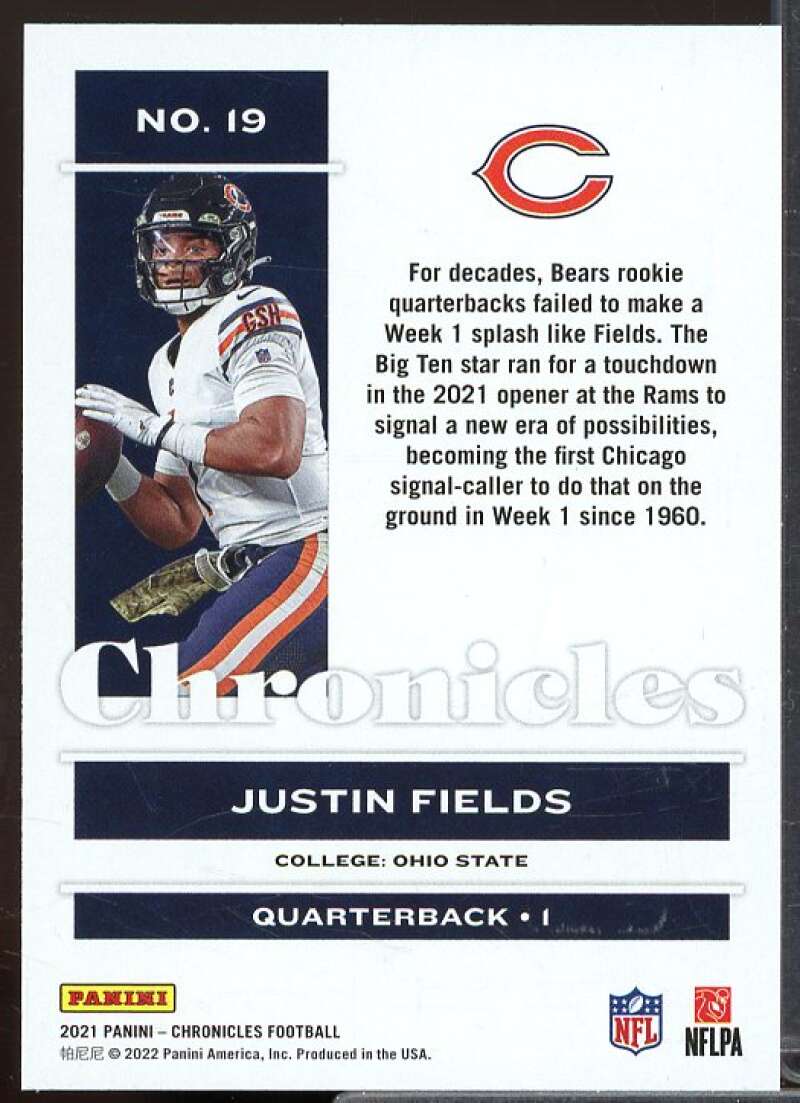 Justin Fields Rookie Card 2021 Panini Chronicles #19  Image 2
