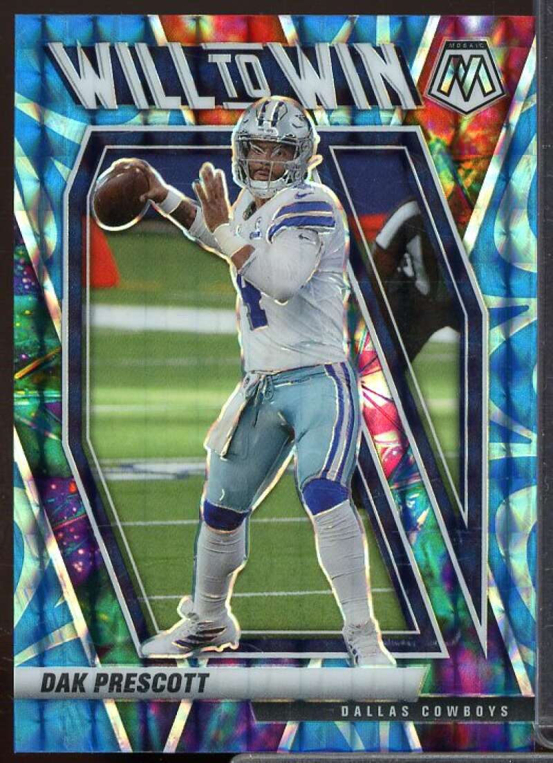 Dak Prescott Card 2021 Panini Mosaic Will to Win Mosaic Reactive Blue #6  Image 1