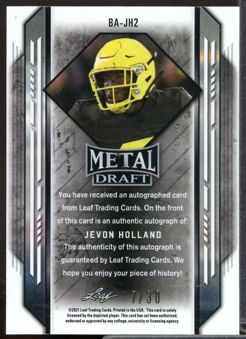Jevon Holland Rookie Card 2021 Leaf Metal Draft Wave Blue #JH2  Image 2