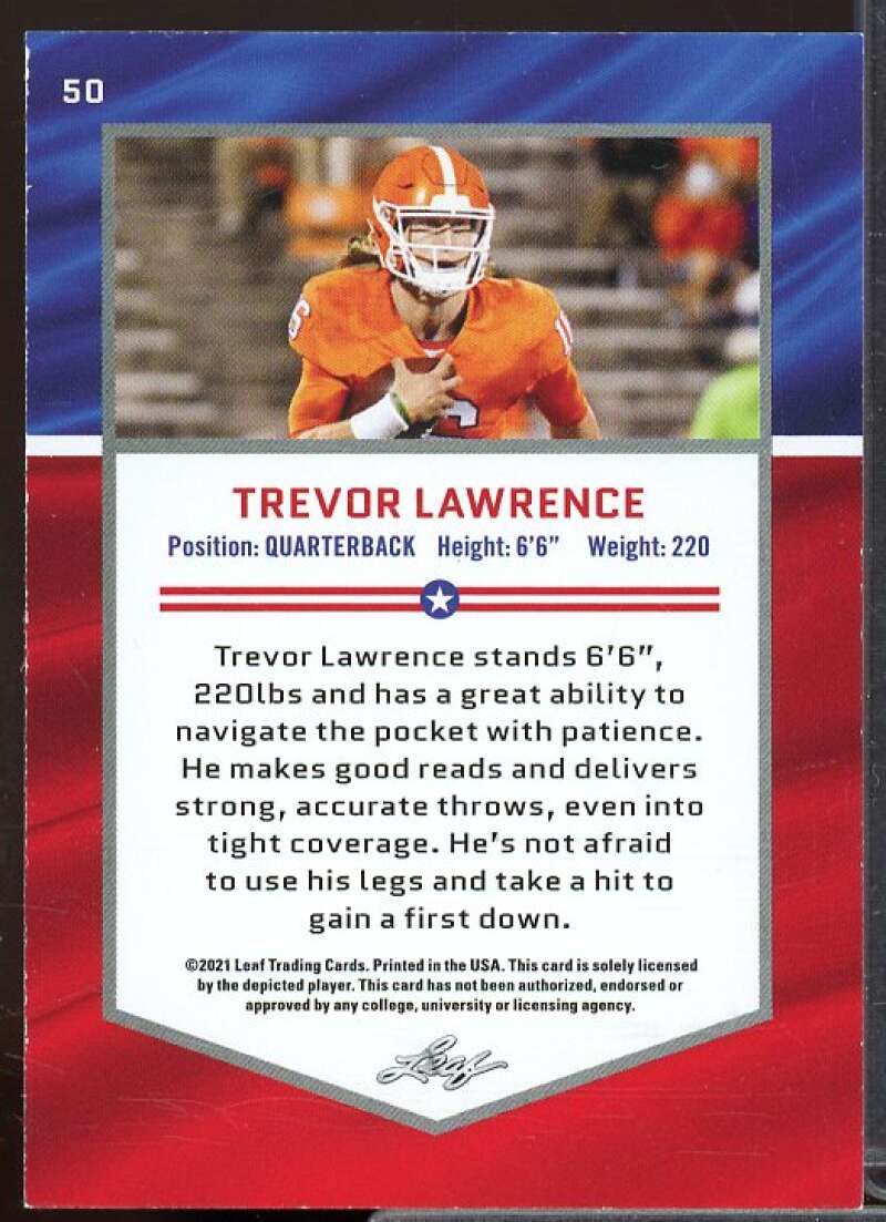 Trevor Lawrence AA Rookie Card 2021 Leaf Draft #50  Image 2