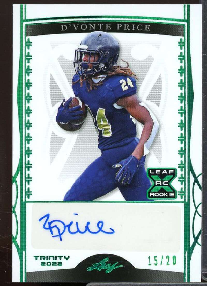 D'Vonte Price Rookie Card 2022 Leaf Trinity Emerald #BADP2  Image 1