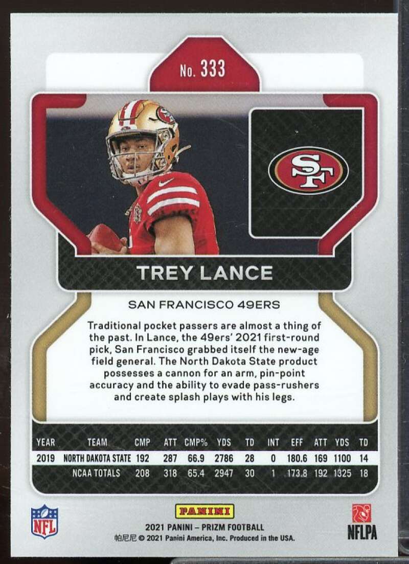 Trey Lance Rookie Card 2021 Panini Prizm #333  Image 2