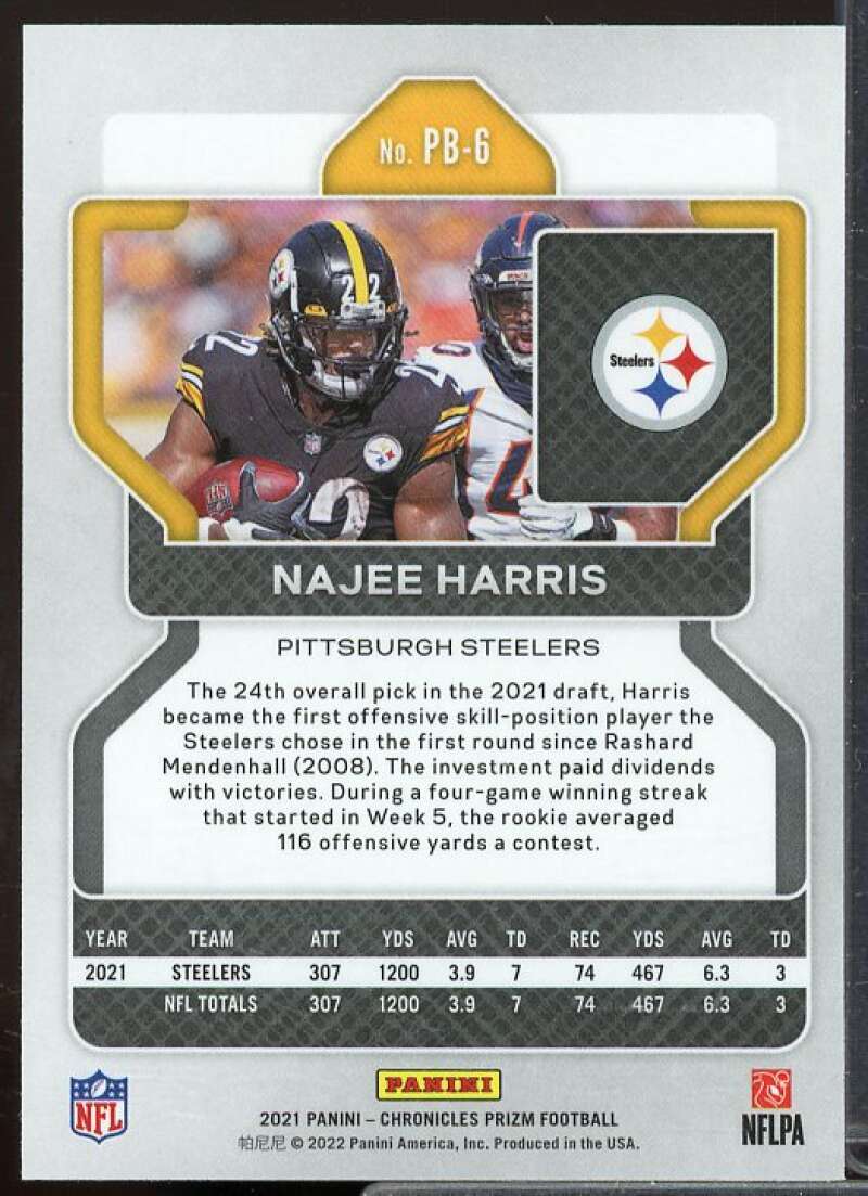 Najee Harris Rookie Card 2021 Panini Chronicles Prizm Black #6  Image 2