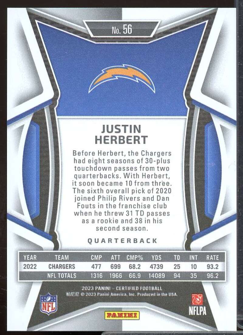 Justin Herbert Card 2023 Certified Mirror #56  Image 2