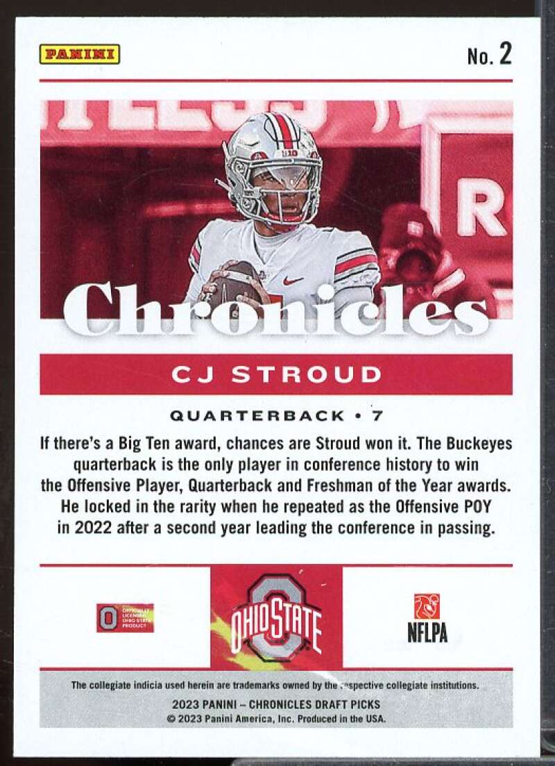 CJ Stroud Rookie Card 2023 Panini Chronicles Draft Picks #2  Image 2