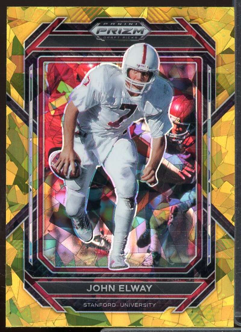John Elway Card 2023 Panini Prizm Draft Picks Prizms Gold Ice #56  Image 1