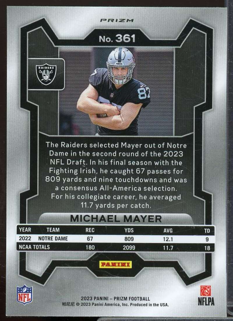 Michael Mayer Rookie Card 2023 Panini Prizm Prizms Silver #361  Image 2