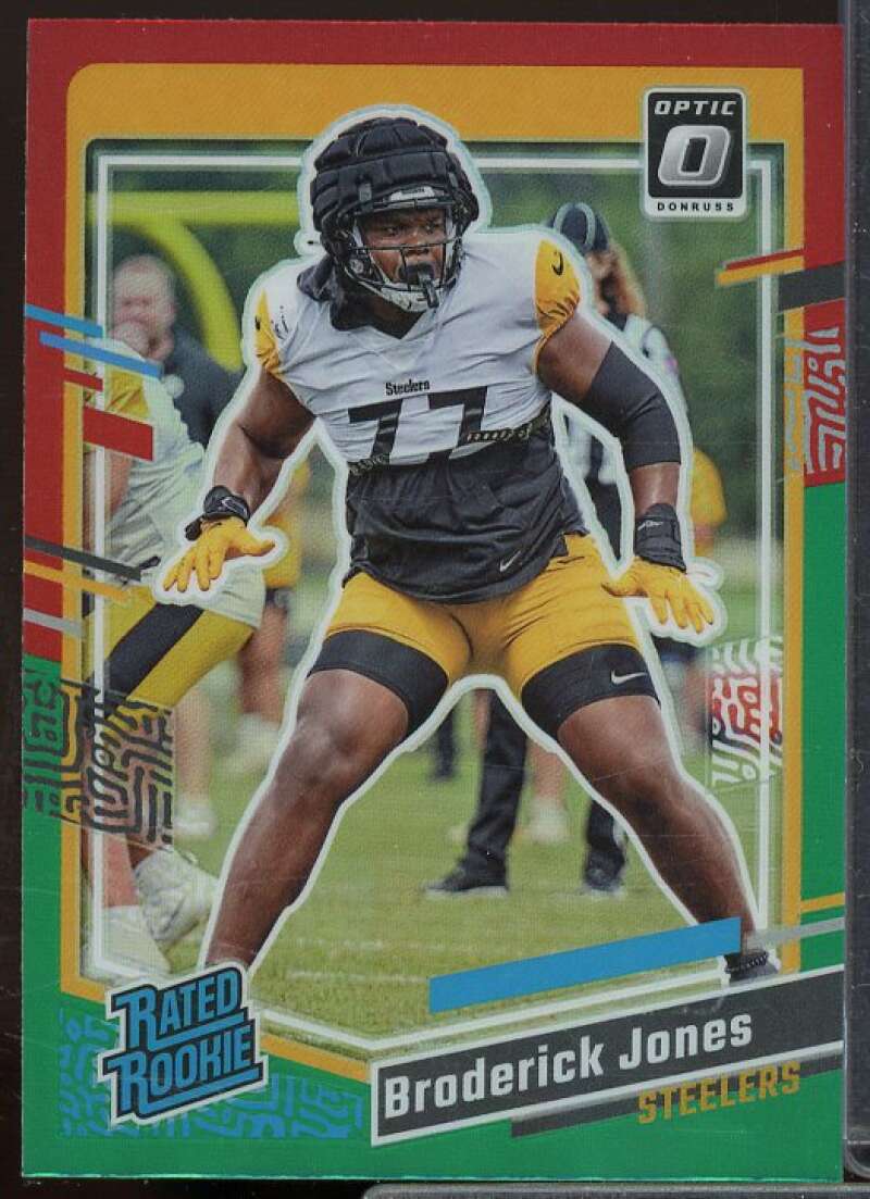 Broderick Jones Rookie 2023 Donruss Optic Rated Rookies Preview Red Green #385  Image 1