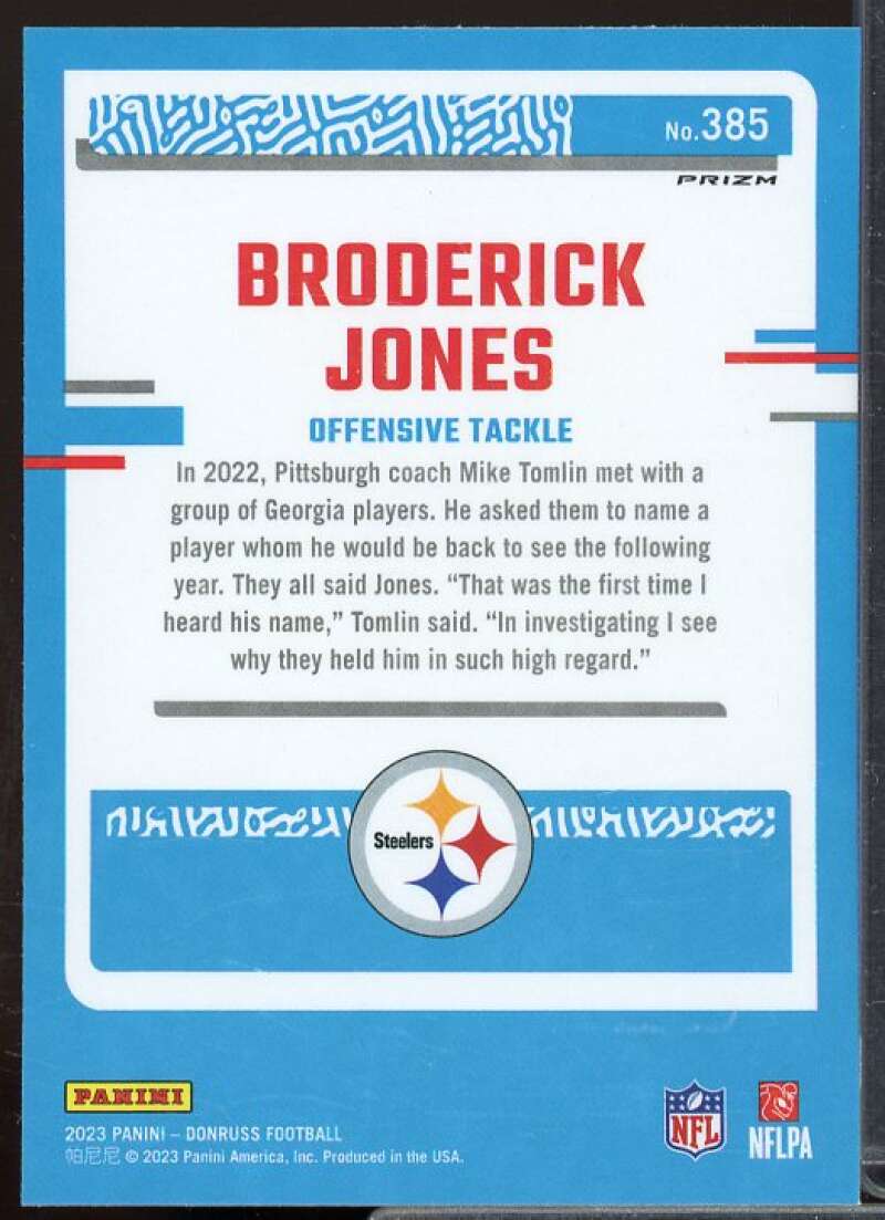 Broderick Jones Rookie 2023 Donruss Optic Rated Rookies Preview Red Green #385  Image 2