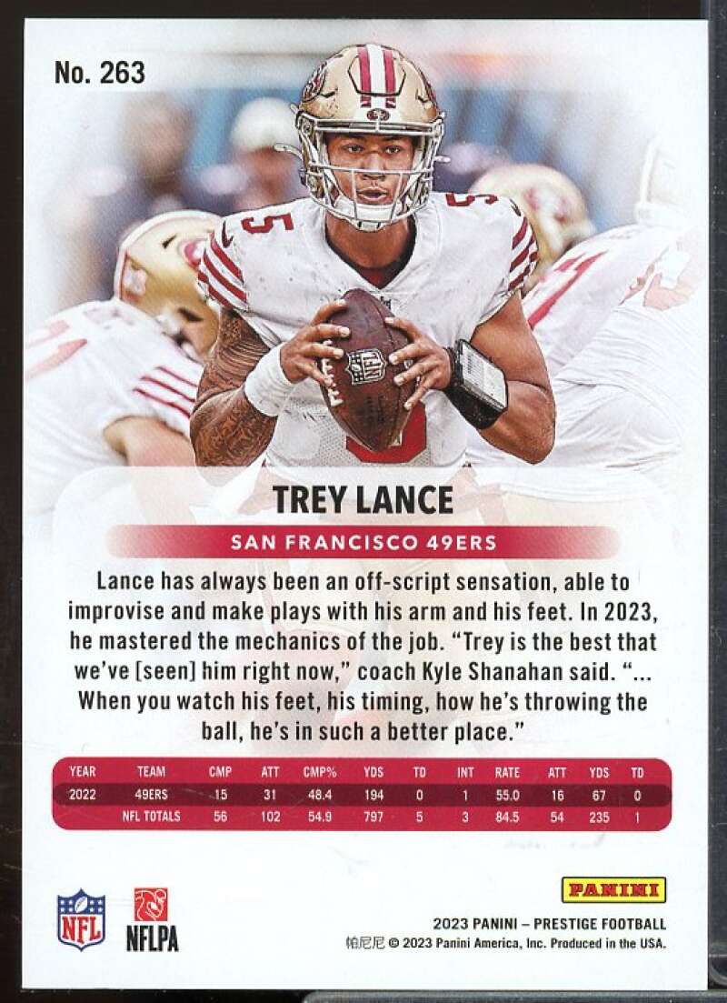 Trey Lance Rookie Card 2023 Prestige Xtra Points Green #263  Image 2