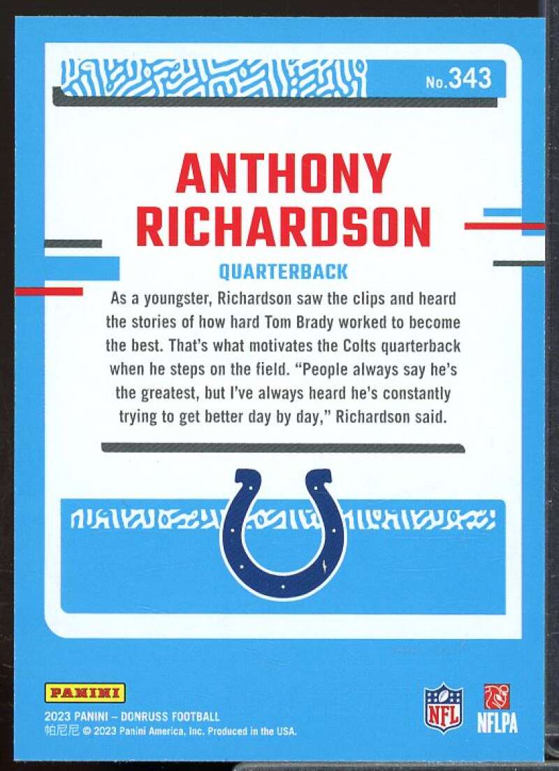 Anthony Richardson Rookie Card 2023 Donruss #343  Image 2
