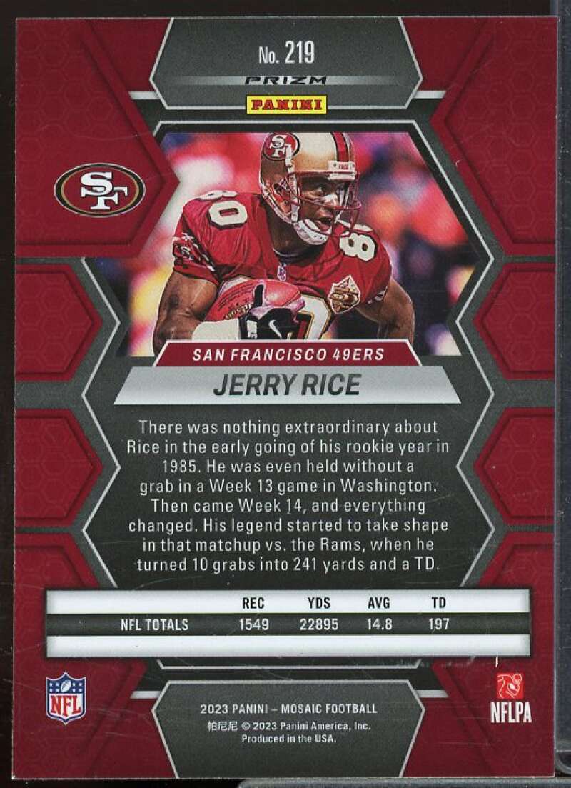 Jerry Rice Card 2023 Panini Mosaic Mosaic Reactive Blue #219  Image 2