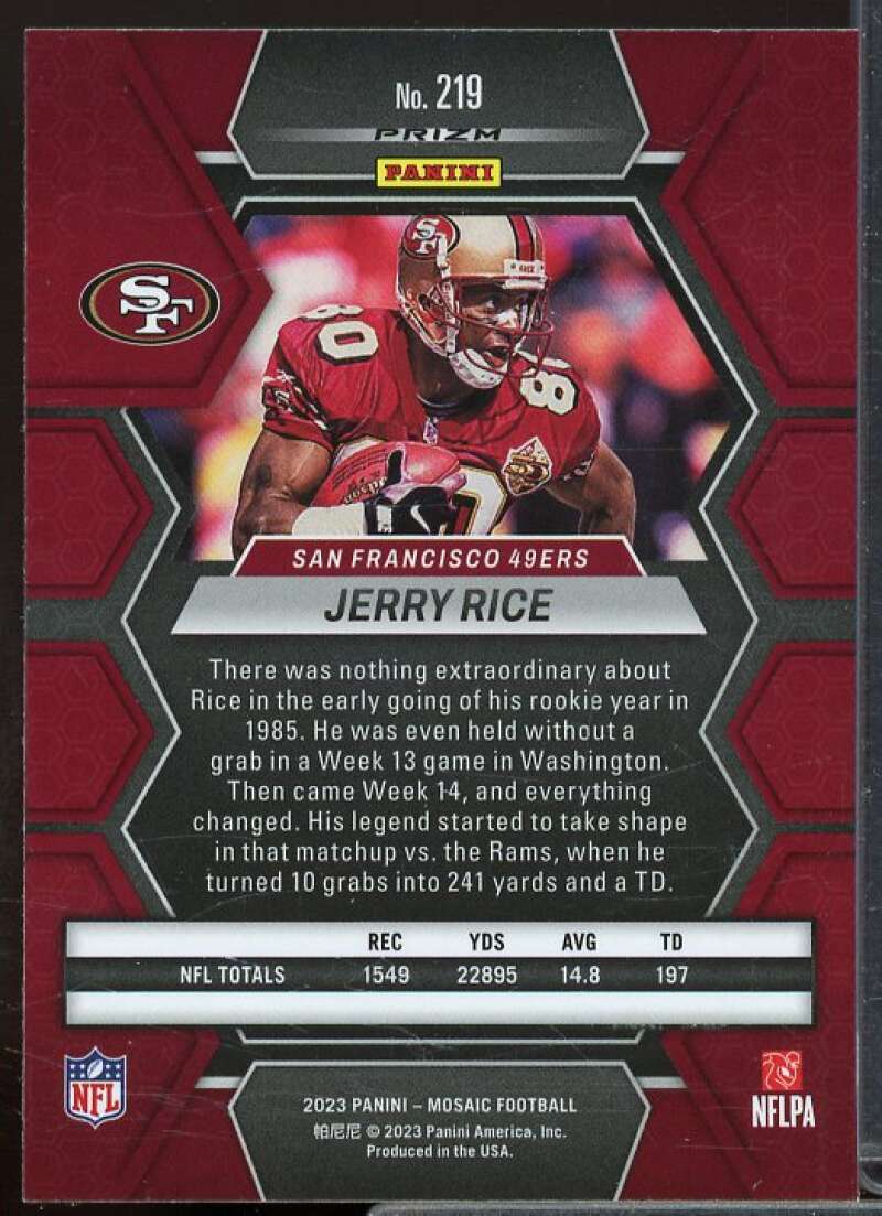 Jerry Rice Card 2023 Panini Mosaic Mosaic Reactive Blue #219  Image 2