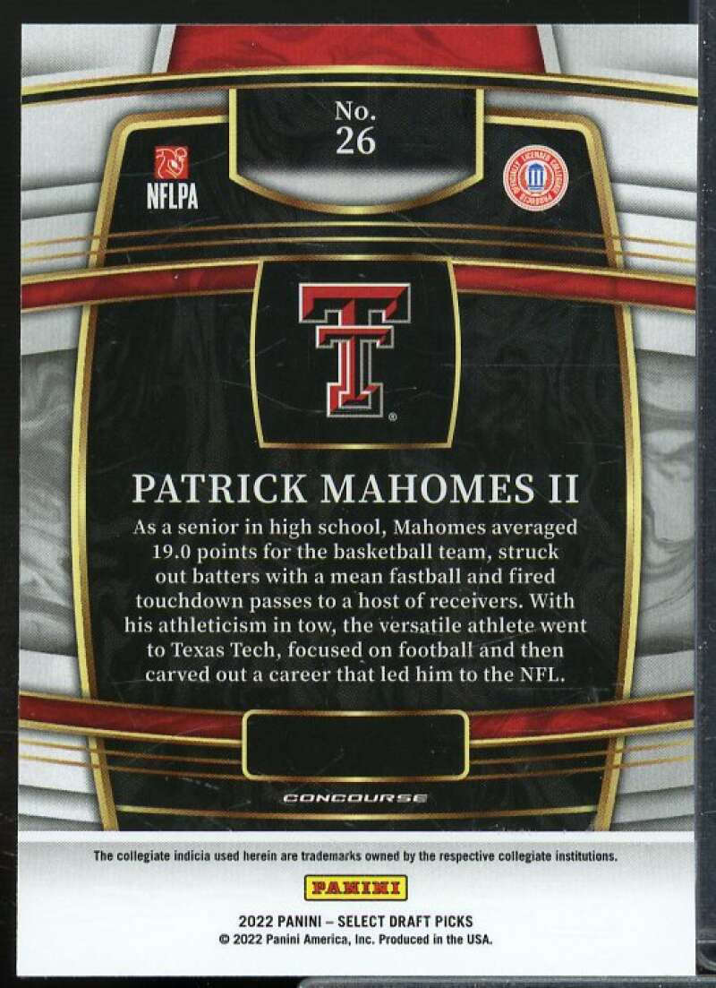 Patrick Mahomes II Card 2022 Select Draft Picks #26  Image 2