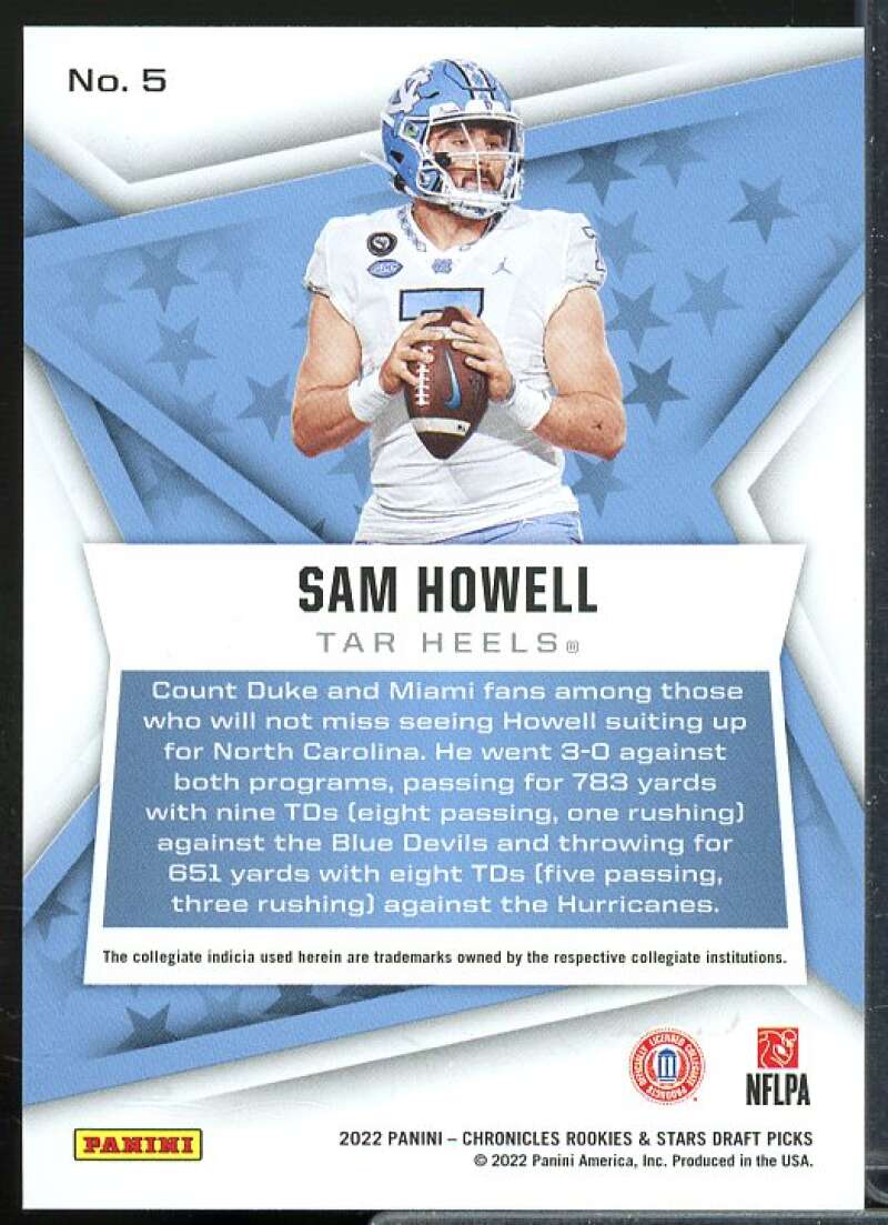 Sam Howell Rookie Card 2022 Panini Chronicles Draft Picks Rookies Stars #5  Image 2