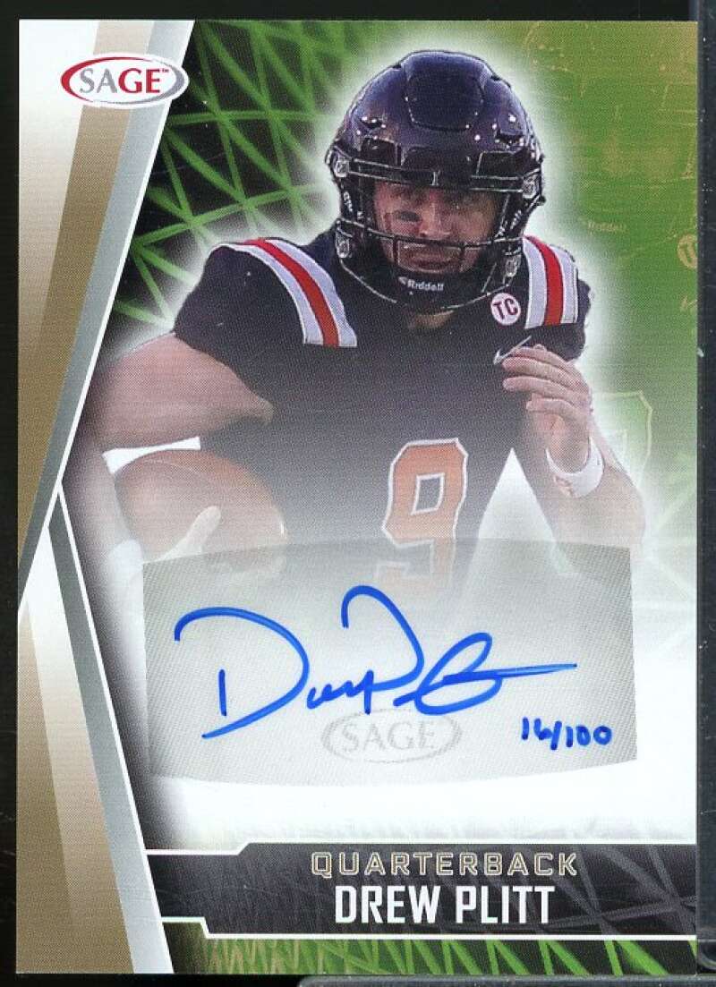 Drew Plitt Rookie Card 2022 SAGE HIT Autographs Gold #ADP  Image 1