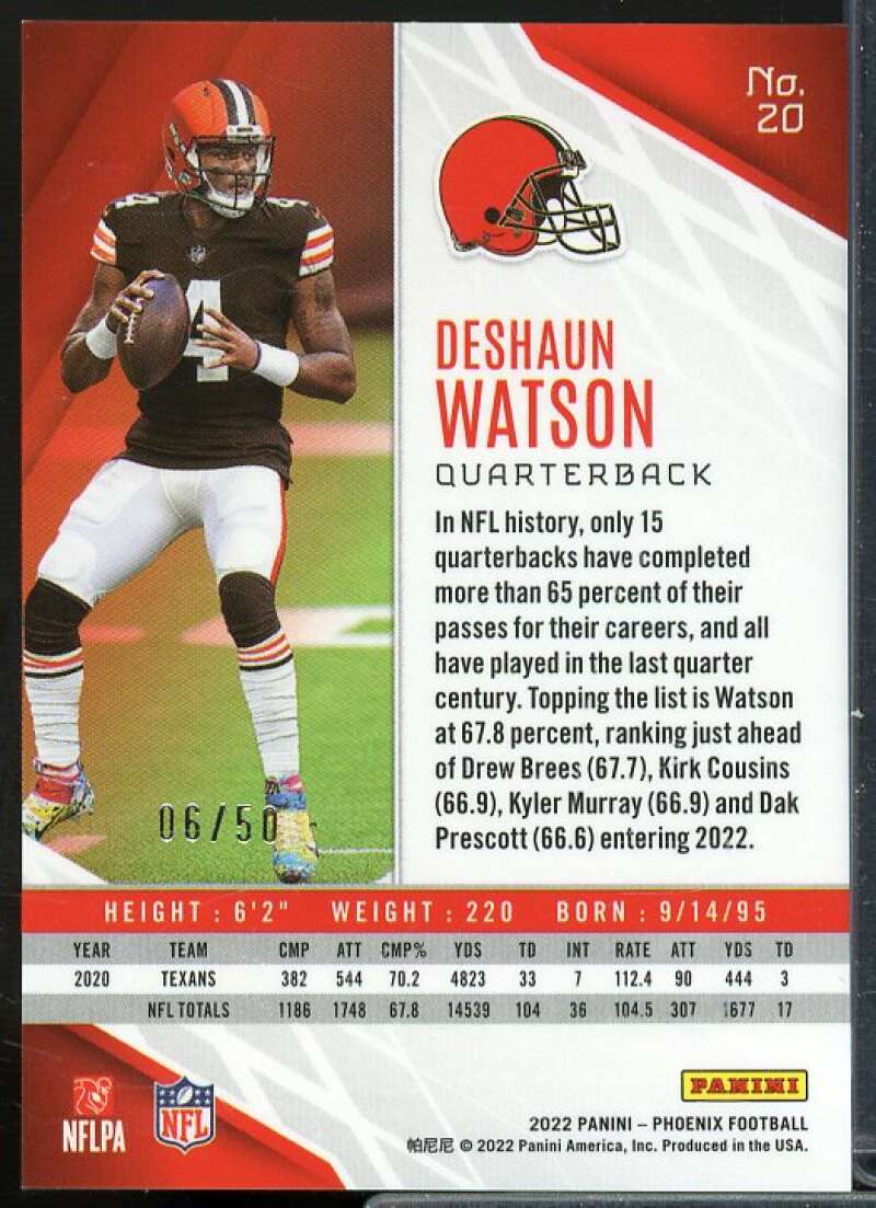 Deshaun Watson Card 2022 Panini Phoenix Fire and Ice #20  Image 2