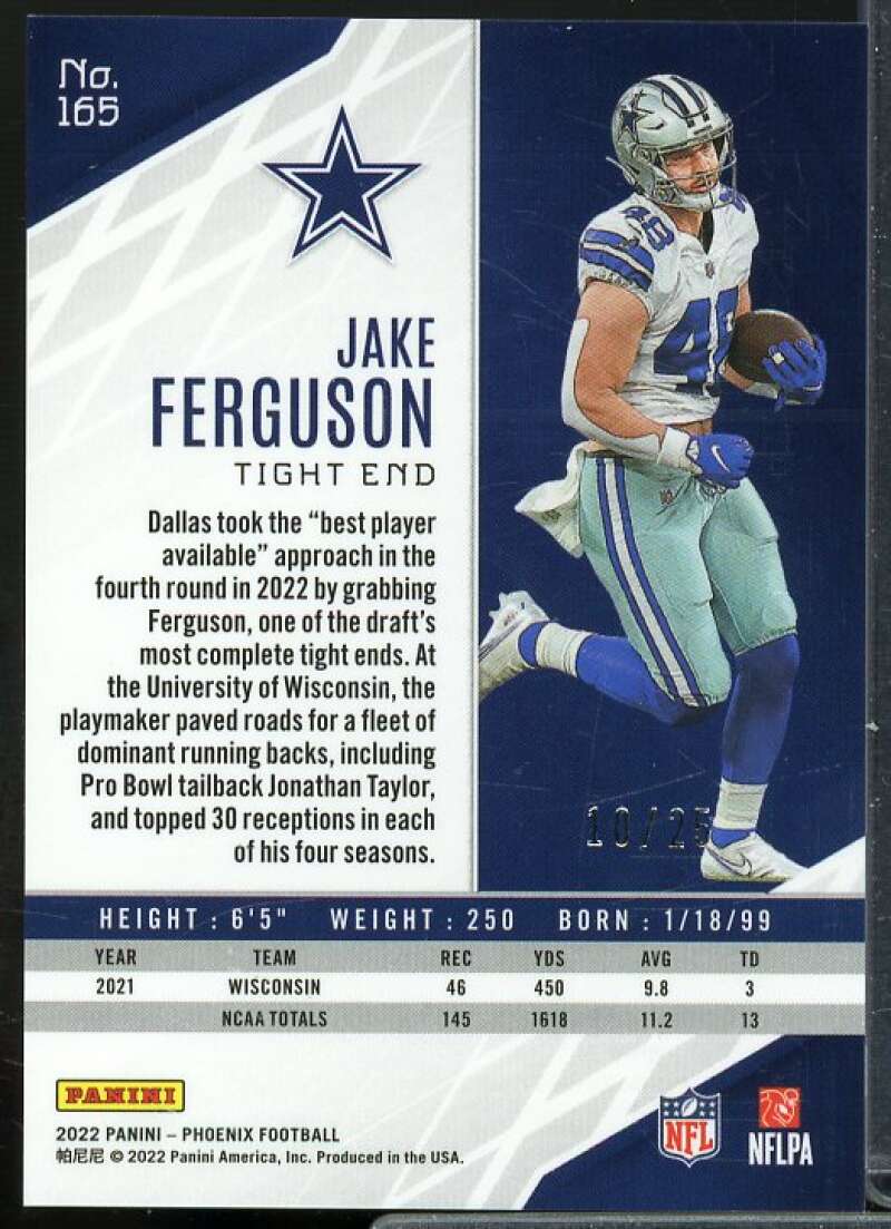 Jake Ferguson Rookie Card 2022 Panini Phoenix Green #165  Image 2