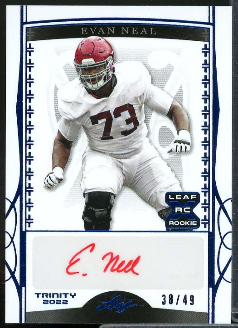 Evan Neal Rookie Card 2022 Leaf Trinity Navy #BAEN1  Image 1
