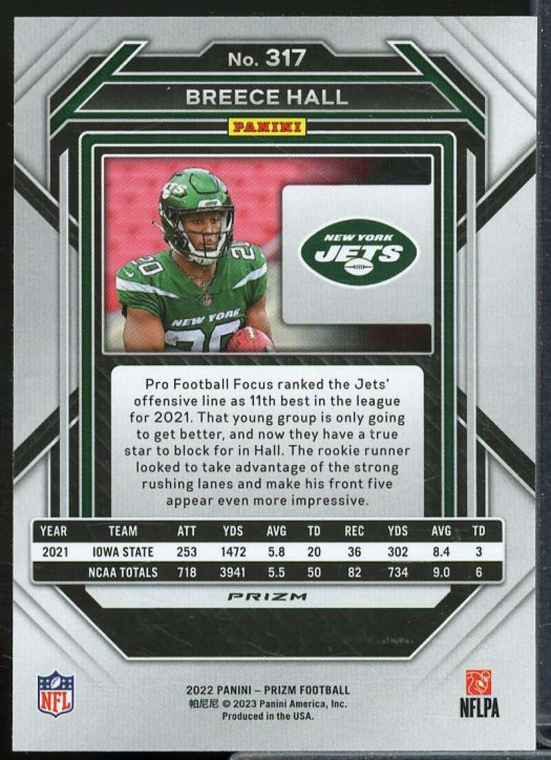 Breece Hall Rookie Card 2022 Panini Prizm Prizms Silver #317  Image 2