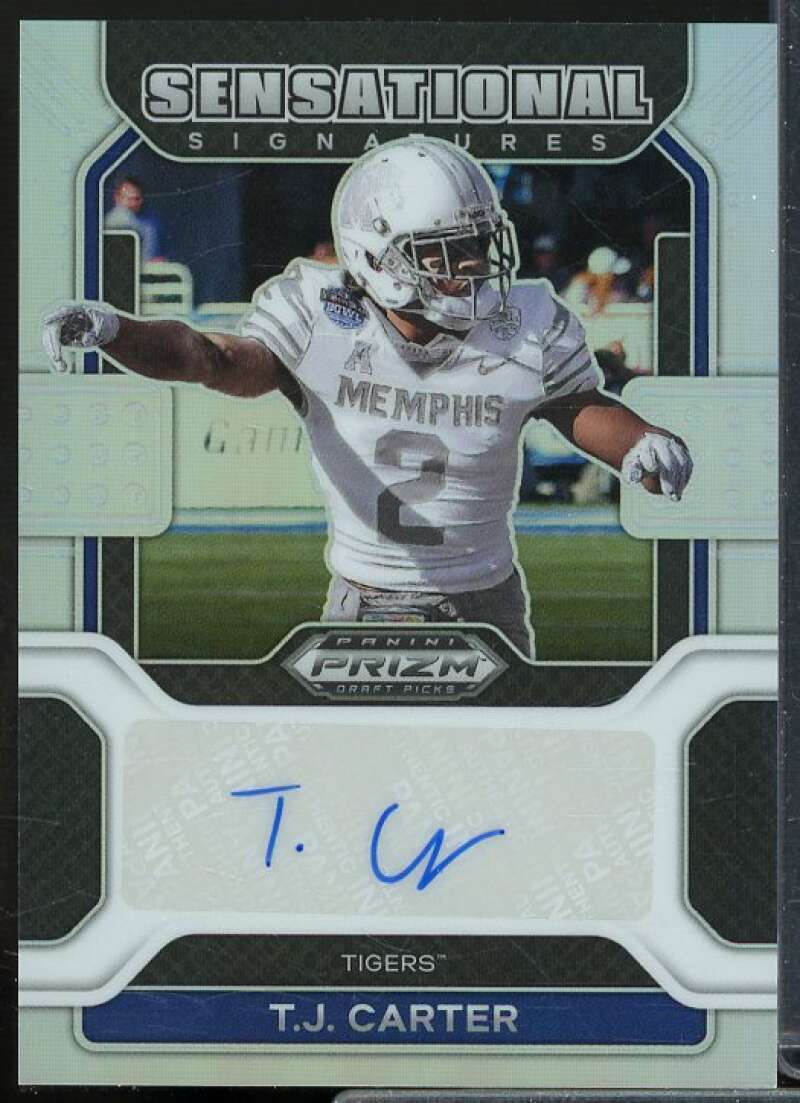 T.J. Carter 2022 Panini Prizm Draft Picks Sensational Signatures Silver #17  Image 1