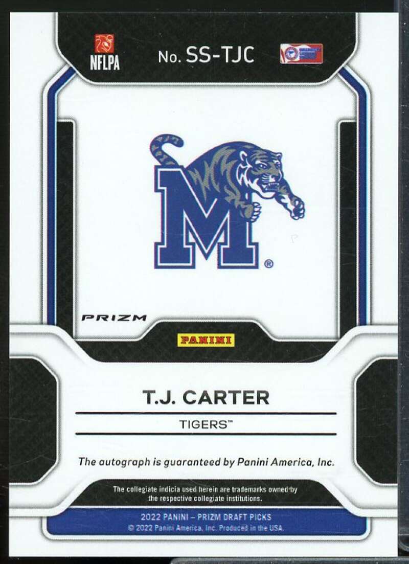 T.J. Carter 2022 Panini Prizm Draft Picks Sensational Signatures Silver #17  Image 2