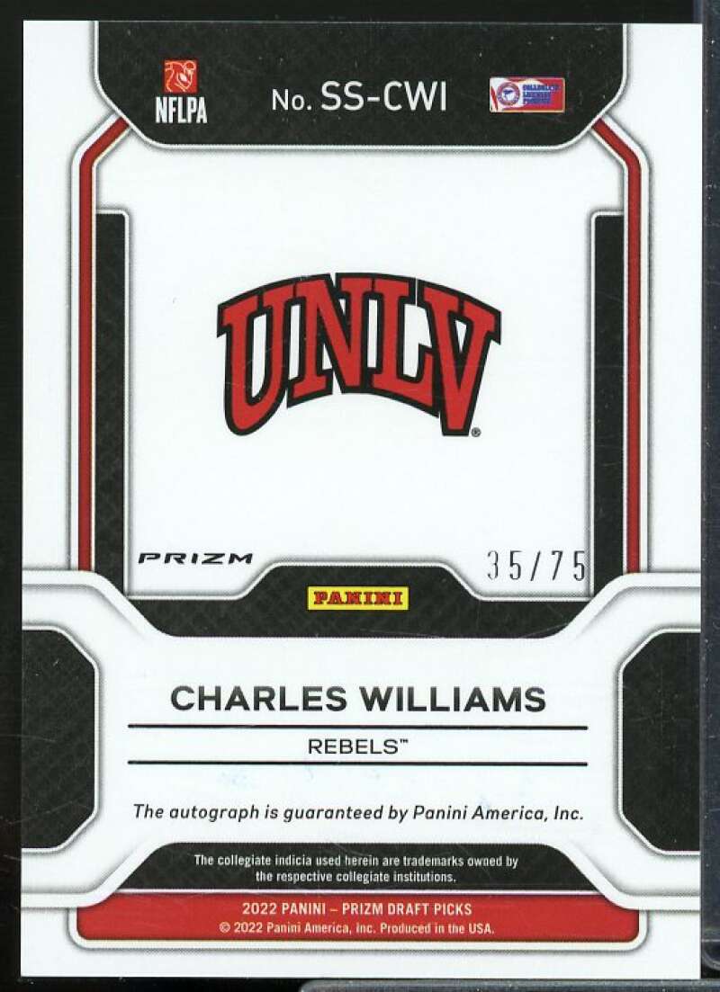Charles Williams 2022 Prizm Draft Picks Sensational Signatures Orange Wave #41  Image 2