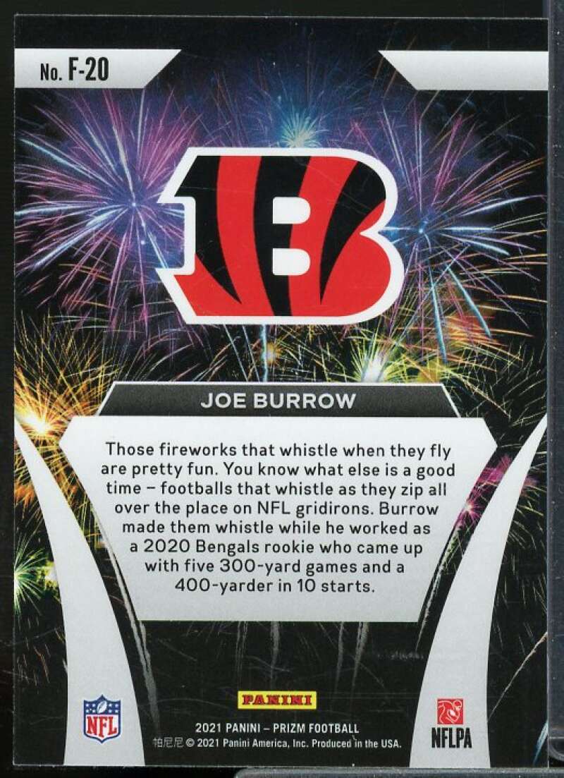 Joe Burrow Card 2021 Panini Prizm Fireworks #20  Image 2