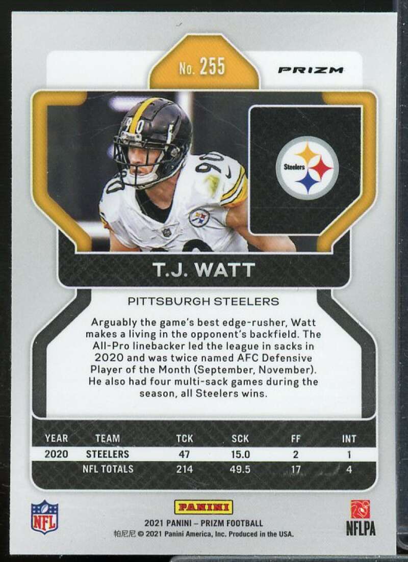 T.J. Watt Card 2021 Panini Prizm Prizms Red Ice #255  Image 2