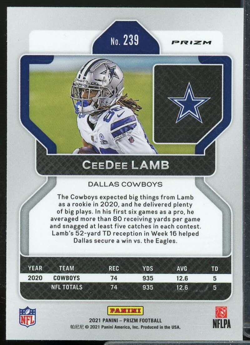CeeDee Lamb Card 2021 Panini Prizm Prizms Lazer #239  Image 2