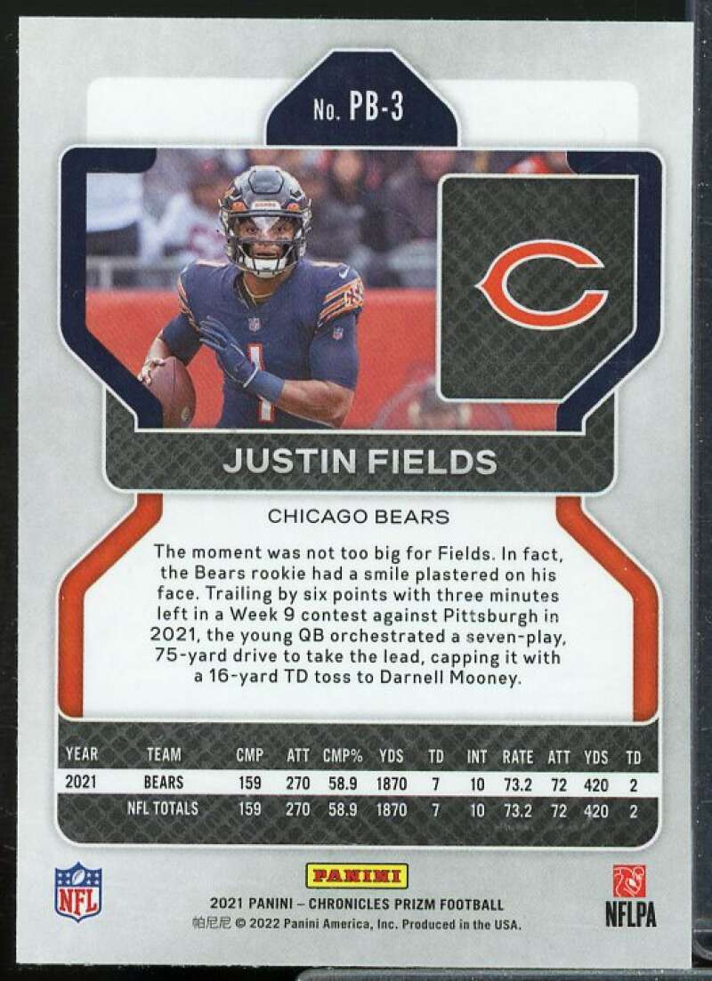 Justin Fields Rookie Card 2021 Panini Chronicles Prizm Black #3  Image 2