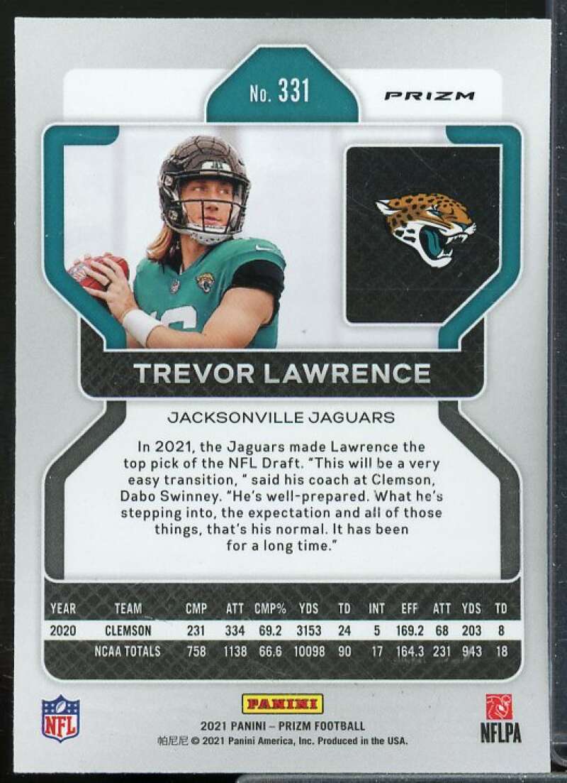 Trevor Lawrence Rookie Card 2021 Panini Prizm Prizms Green #331  Image 2