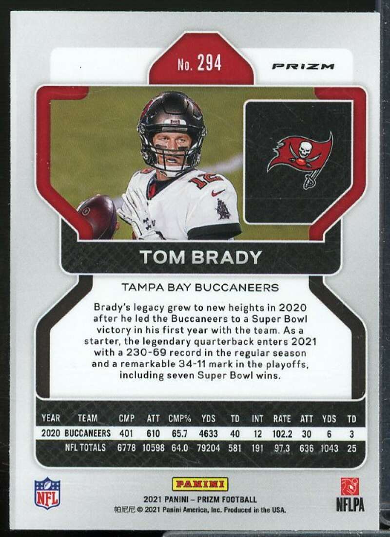 Tom Brady Card 2021 Panini Prizm Prizms Green #294  Image 2