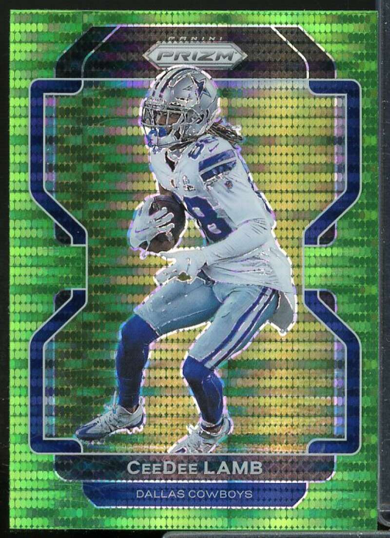 CeeDee Lamb Card 2021 Panini Prizm Prizms Neon Green Pulsar #239  Image 1
