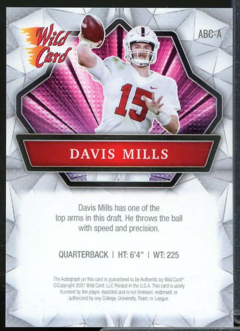 Davis Mills Rookie Card 2021 Wild Card Alumination Autographs Silver #MBA21  Image 2