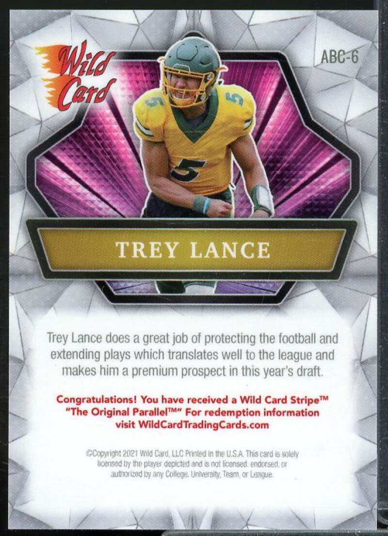 Trey Lance Rookie Card 2021 Wild Card Alumination Stripe 5 #ABC6  Image 2