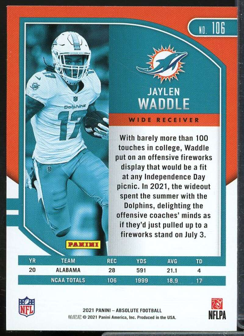 Jaylen Waddle Rookie Card 2021 Absolute #106  Image 2